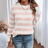 Sweaters For Women  R-neck Striped Cute Color Block Fall Winter Knitted Pullover Tops