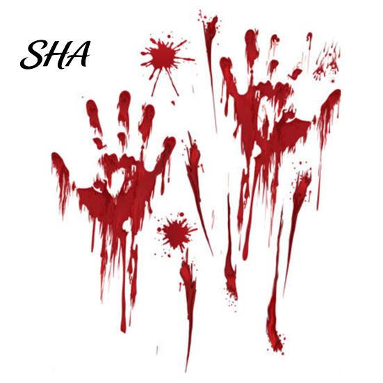 Moisture-proof Wall Sticker Halloween Blood Handprints/Footprints Stickers, Removable Decals, Spooky Waterproof Damage-free Decal Window DIY