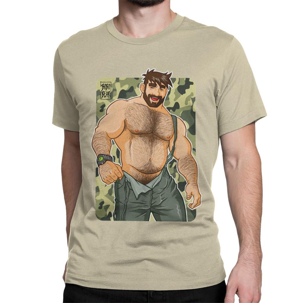 Herren Adam Likes Latzhosen Camouflage Gay Bär T-Shirt Baumwoll-Tops Neuheit Kurzarm Rundhals T-Shirt Grafik-T-Shirts