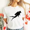 Divertente Stampa Grafica Subacqueo T Shirt Subacqueo Top Moda Girocollo Manica Corta Taglie Forti Donna T-Shirt