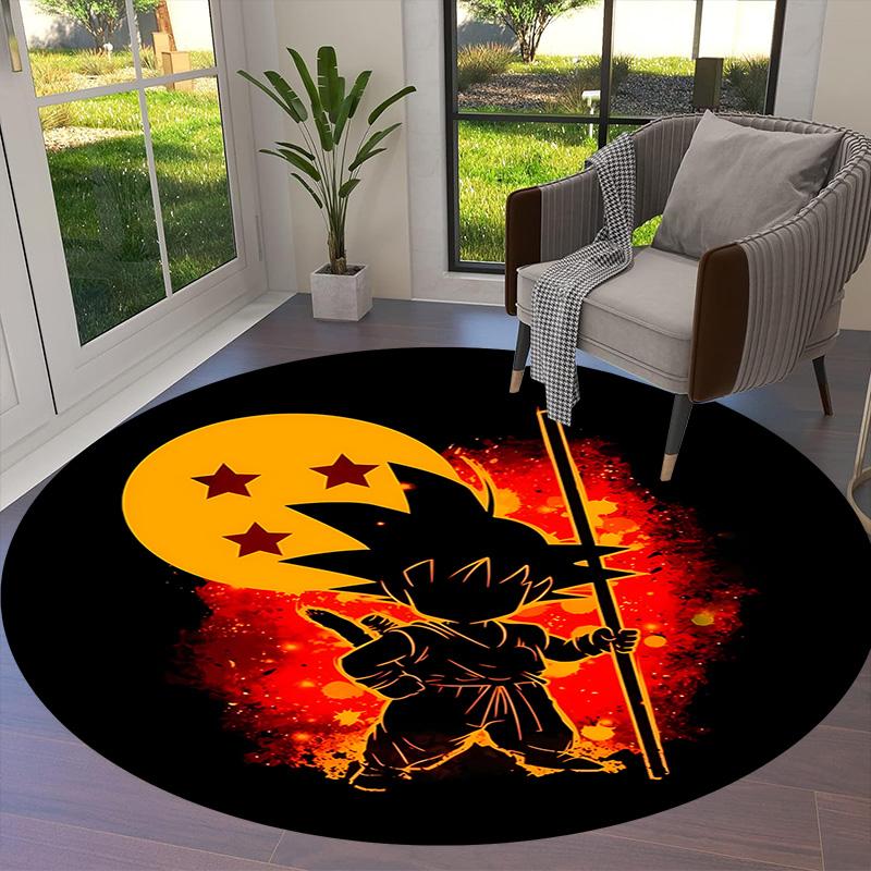 Son Goku Round Area Rug Carpet Rug For Living Room Bedroom Sofa Playroom Decor Nonslip Floor Mat