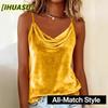 QICED Women's Fashion Casual Solid Color Print Sleeveless V-Neck Blouses & Shirts
