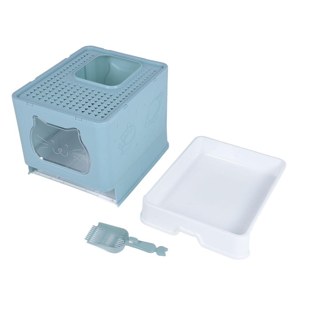 Enclosed Cat Litter Box Anti Splashing Easy to Clean Odor Control Large Top Entry Foldable Kitty Litter Tray with Lid