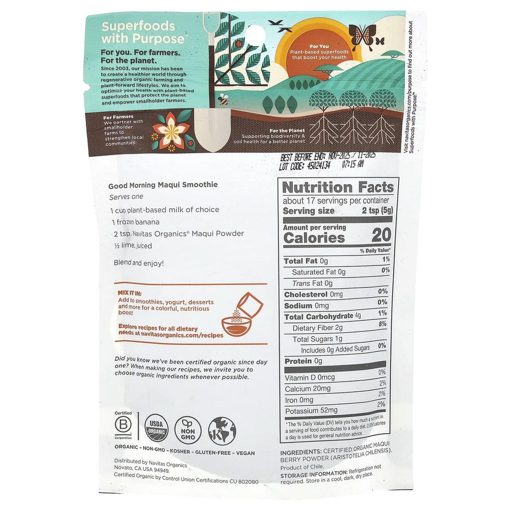 Organic Maki Powder, Tart Berry, 85G(3Oz)