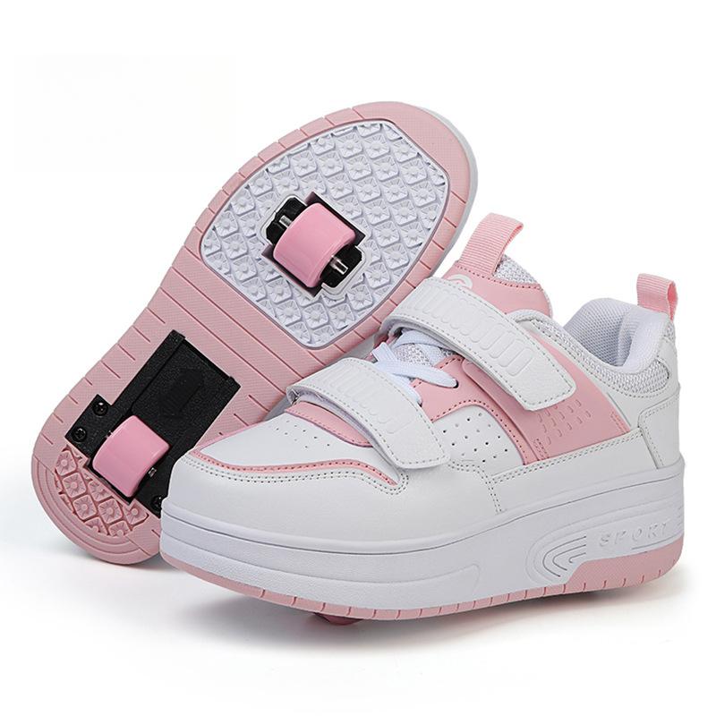 New Runaway Shoes Double Wheel Pulley Shoes Boys Children with Wheels Shoes Girls Skates Adult Deformation Shoes