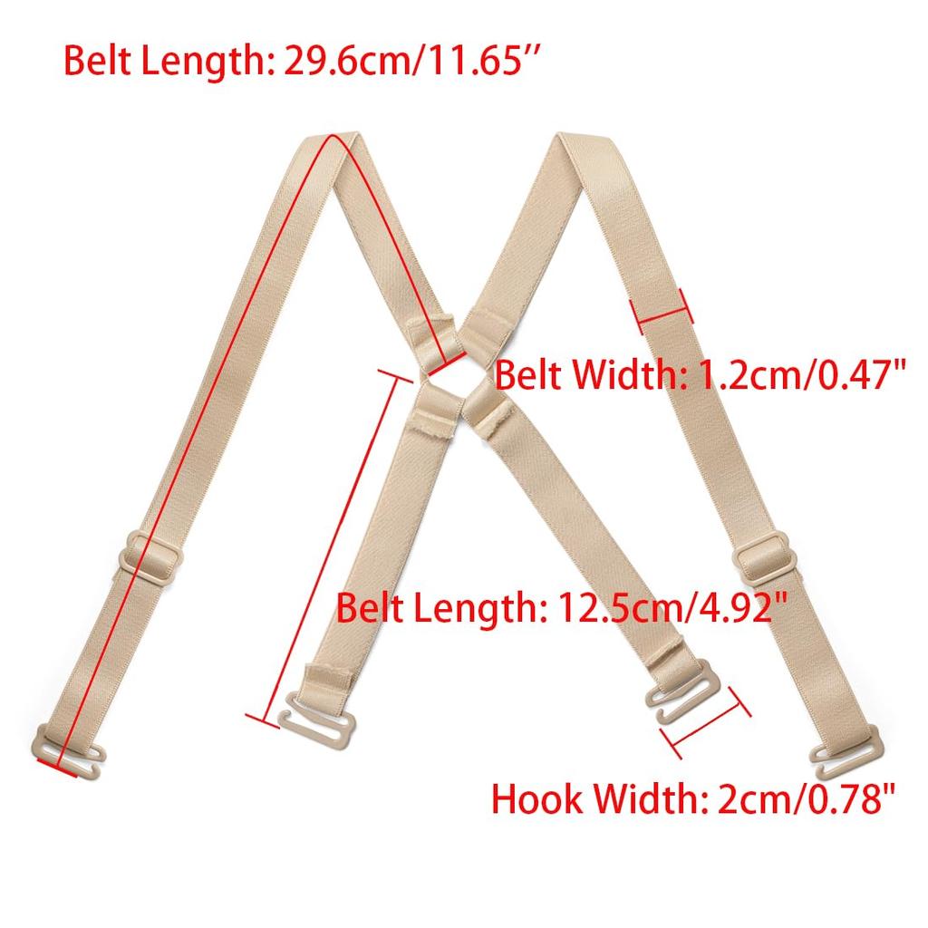 uxcell Adjustable Cross Back Bra 12mm Available in Skin Tone 1 and Black Straps, Non-Slip, Wide,