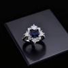 High-End Luxury Jewelry Simulation Emerald Full Diamond Ring Female, Full Diamond 8X8 Square Cultivation Treasure Ring