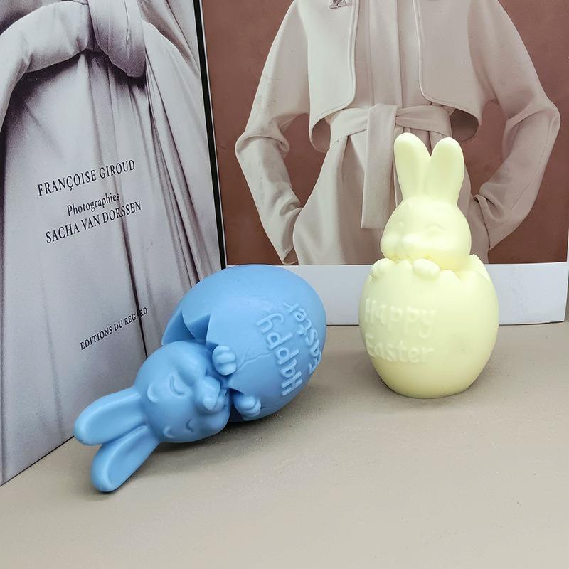 3D Easter Bunny Candle Silicone Mold Rabbit Egg Aromatherapy Resin Crafts DIY Candle Making Mould Holiday Gift