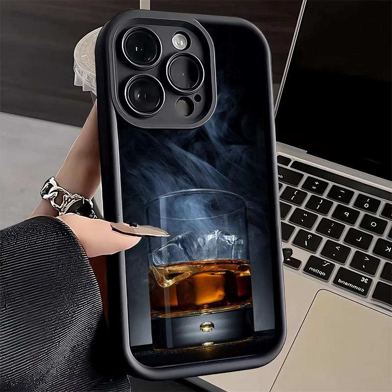 Phone Case for iPhone 17 Air 16E 15 16 Pro Max Cigar Whiskey Ice Drink Cover 14 Plus 13 12 Mini Soft Shell Silicone Fundas