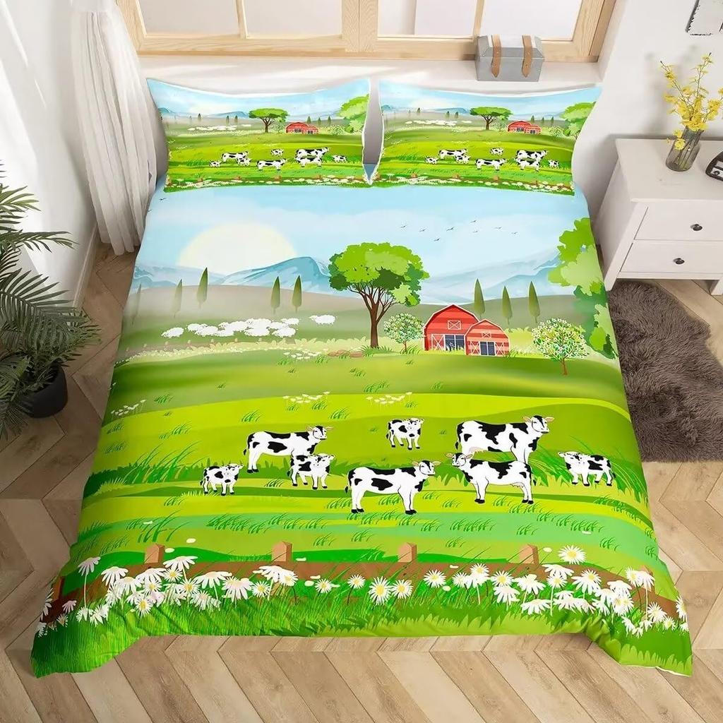 Comforter Cute Cartoon Farm Animal Truck Tractor Bedding Set Farmhouse Country Cozy Comforter For Boys Teen Room Decor