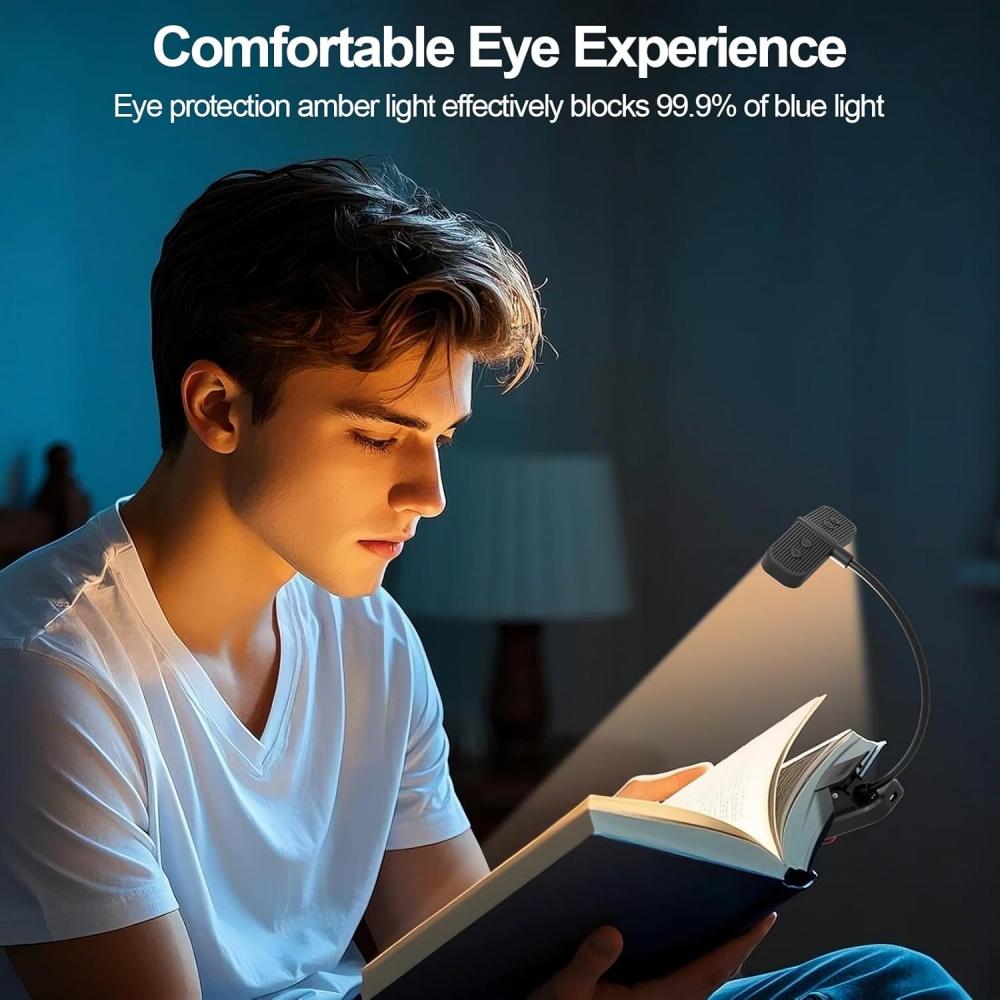 16 LED Wingy Book Light Rechargeable Book Lamp Reading Light in Bed 3 Color Temperatures Dimming Brightness Read Light Read Lamp