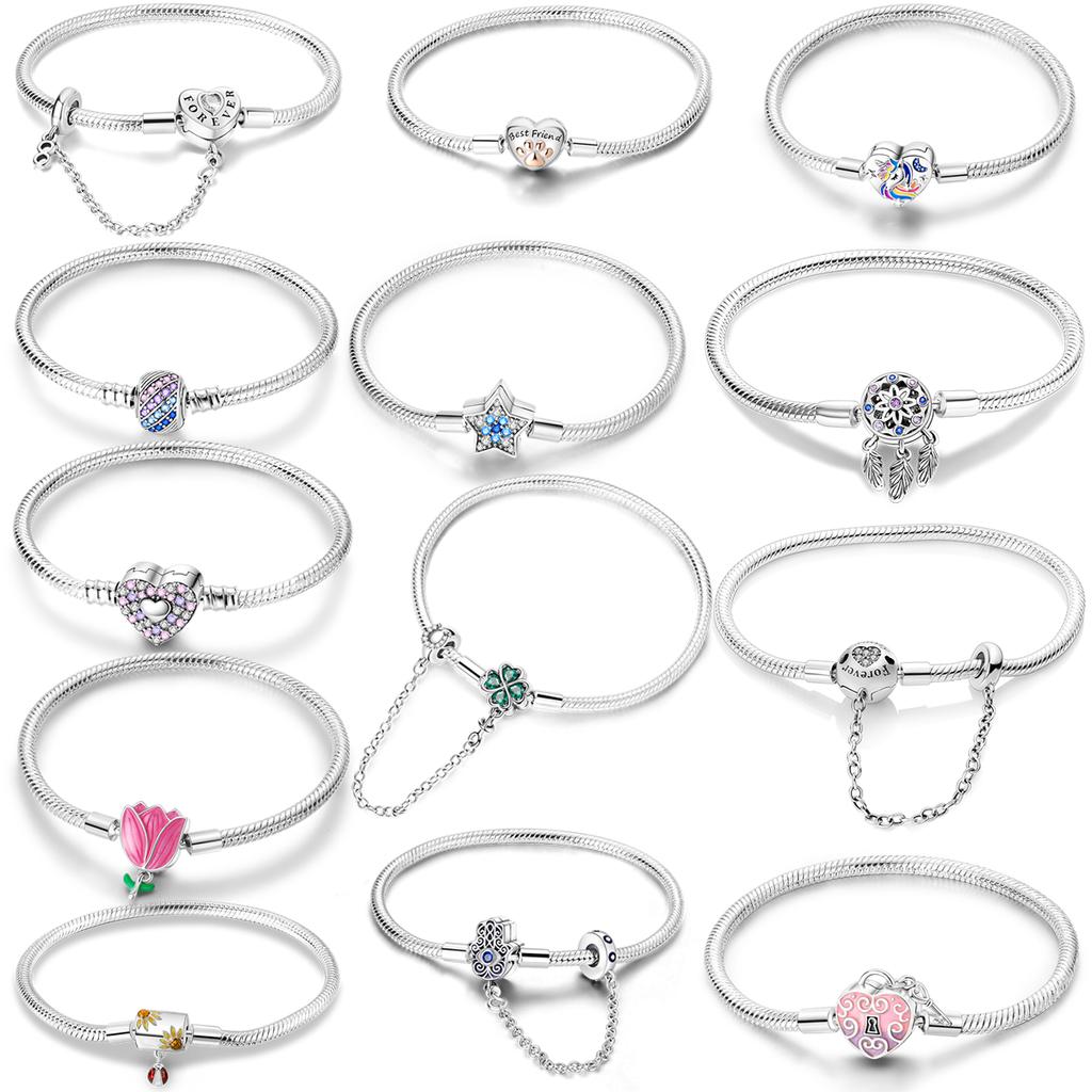 Original Heart Shell Butterfly Footprint Armband 925 Sterling Silver Fit Brand Me Charm Pärlor Mode Dam Armband Smycken