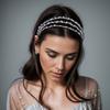 1PC Bandă elegantă cu strasuri, cu mai multe straturi, cu strasuri strălucitoare, accesorii pentru bijuterii pentru păr de mireasă