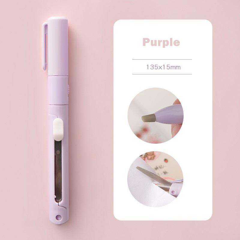 Mini Color Folding Scissor Pen Cutter Portable Size Safe Ceramic Pencutter Utility Knife for Paper Work Diary School