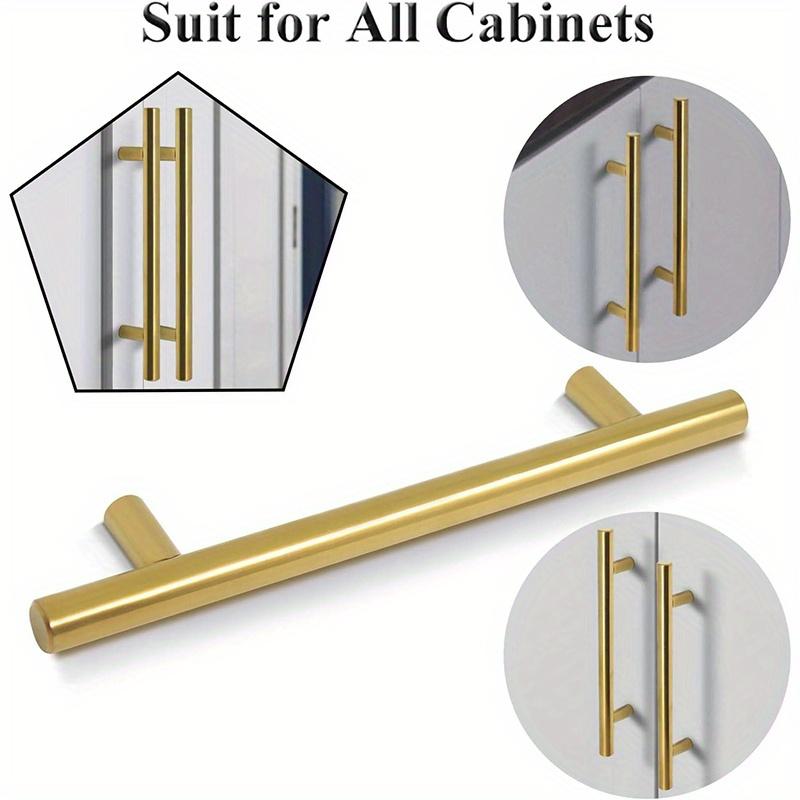 6 buc Mânere Aurii pentru Dulap, Finisaj Auriu Nisipiu Mânere Aluminiu pentru Sertare, Lungime Totală 15cm(5,91 inchi), Mânere pentru uși de dulap de bucătărie cu șuruburi