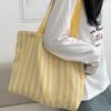 1Pcs Female Daily Shopping Bags Simple Striped Women'S Canvas Casual Shoulder Bags Fashion Large Capacity Ladies Tote Handbags