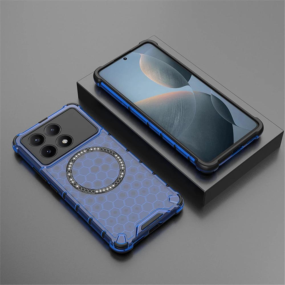 

Для Xiaomi Poco X6 Pro X 6 F6pro чехол для беспроводной магнитной зарядки Magsafe ударопрочный прозрачный силиконовый защитный чехол для телефона Poco X6pro F5 POCO X6 pro синий