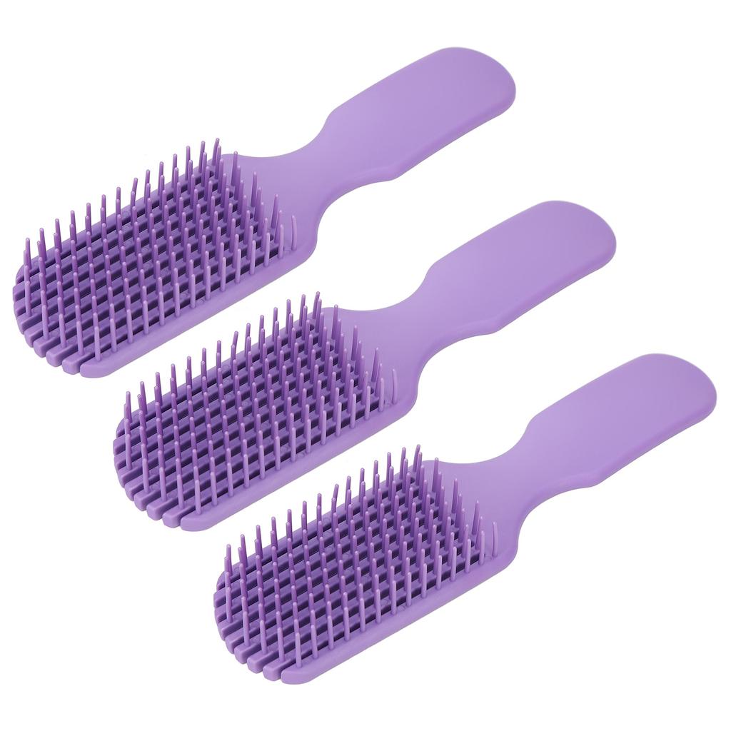 3pcs Hair Brush Purple Hollow Wide Tooth Plastic Anti Static Massage Detangling Hair Comb for All