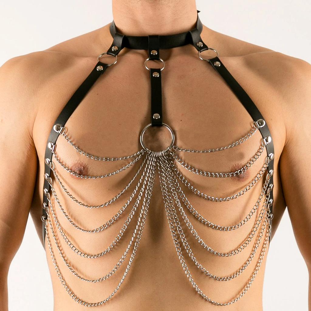 Men's PU Leather Chest Harness punk street style Burning Men Harness belt Adjustable Waist Belt for Party Cosplay