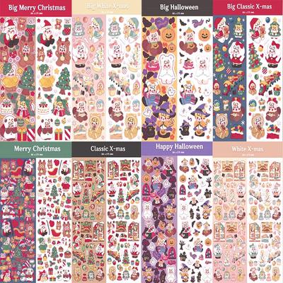 Sticer Christmas Halloween Series Sticker Cute Cartton Bunny Puppy Tree Sticker for DIY Decorative Scrapbook Journal