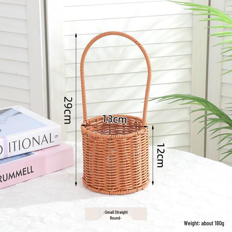 

Women’s Day Woven Flower & Picnic Basket - Imitation Rattan, Leather Cord, Home Decoration & Handheld Use