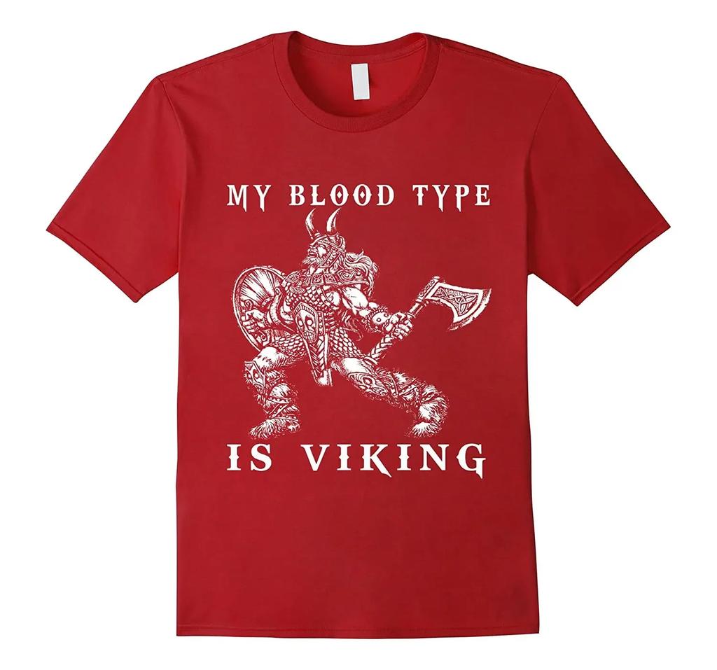 My Blood Type Is Nordic Warrior TShirt 100 Cotton ONeck Summer Short Sleeve Casual Unisexs Tshirt Size S3XL