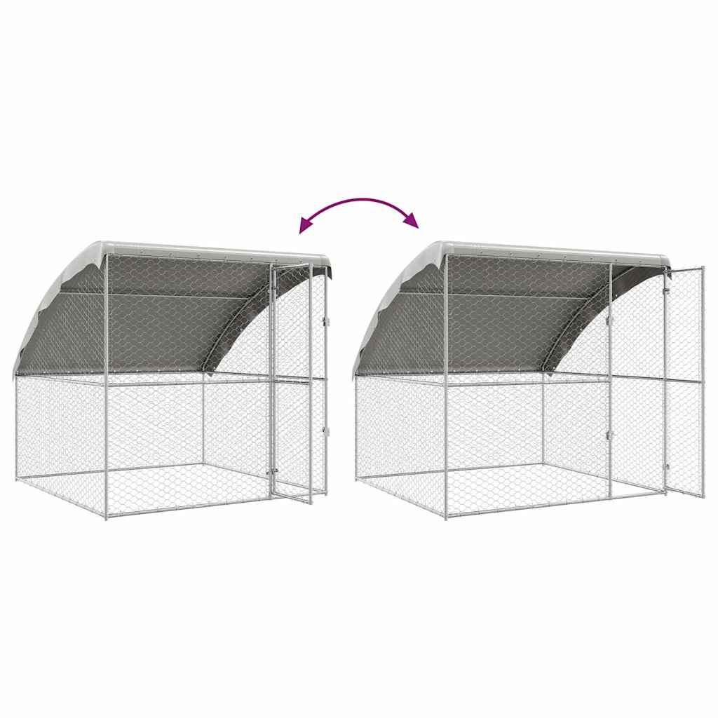 Dog Kennel with Storage Silver 2 X 2 X 2 M Galvanized Steel
