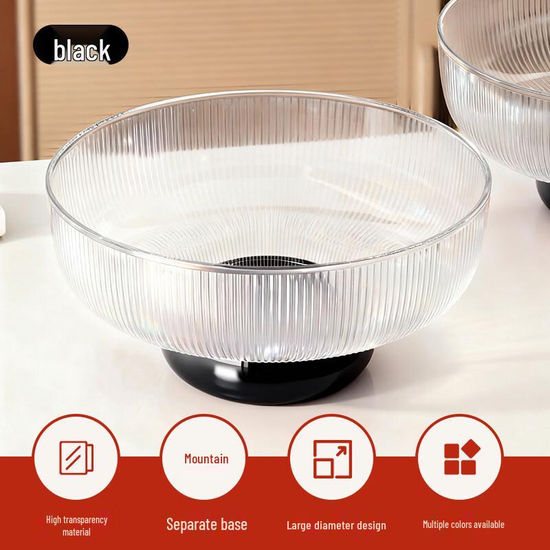 Transparent Edged Ice Flower Glass Fruit Bowl