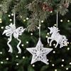 White Christmas Tree Ornaments: Five-Pointed Star & Snowflake Design, Hot-Selling