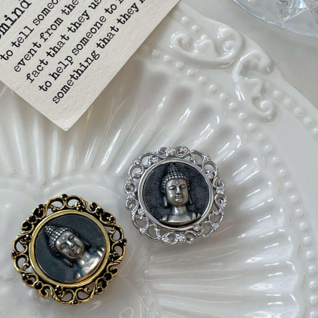 S925 Sterling Silver Medicine Buddha Pendant - Gold & Silver, Unisex Retro Design, Versatile Style with Detailed Relief.