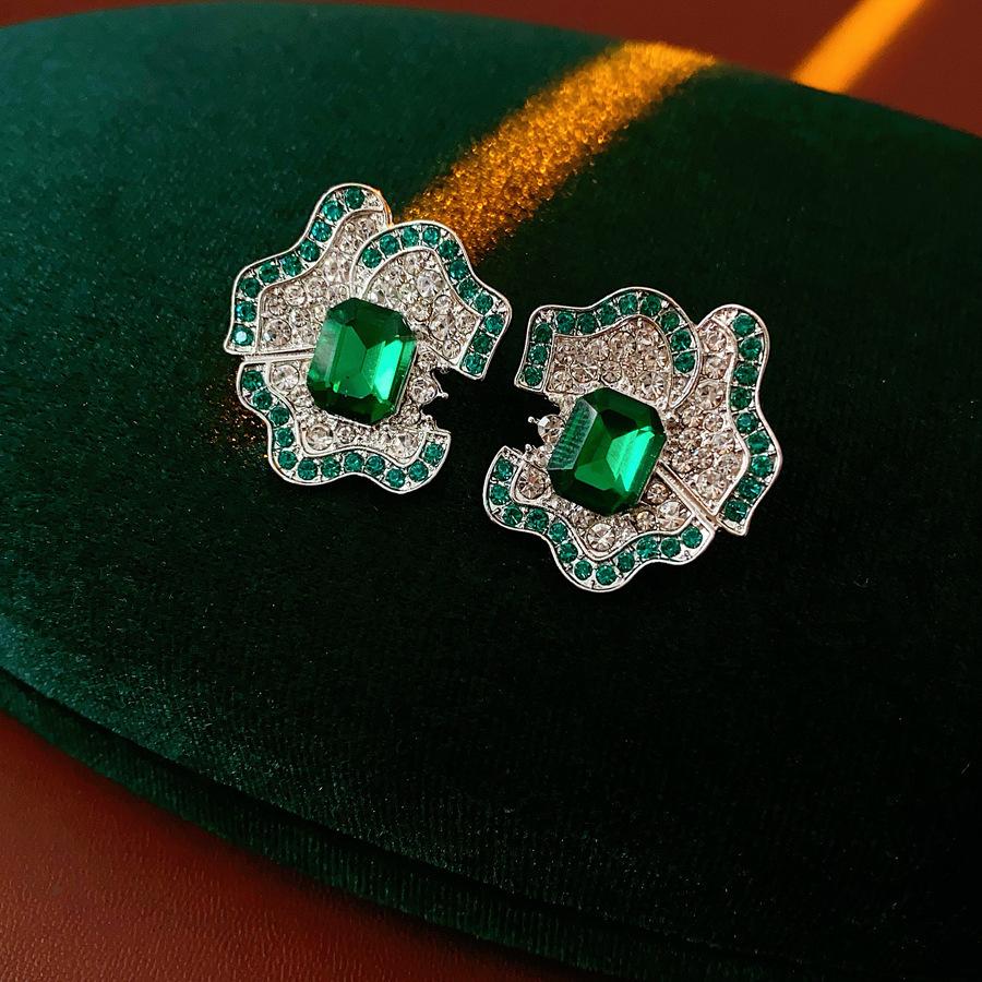 Silver needle zircon butterfly water drop heavy industry earrings retro court style stud earrings fashion versatile earrings light luxury high sense