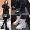 Martin Boots Women's New Spring and Autumn 2025 Velvet Thick-soled Medium Tube Short Boots British Style Small Boots 8CM