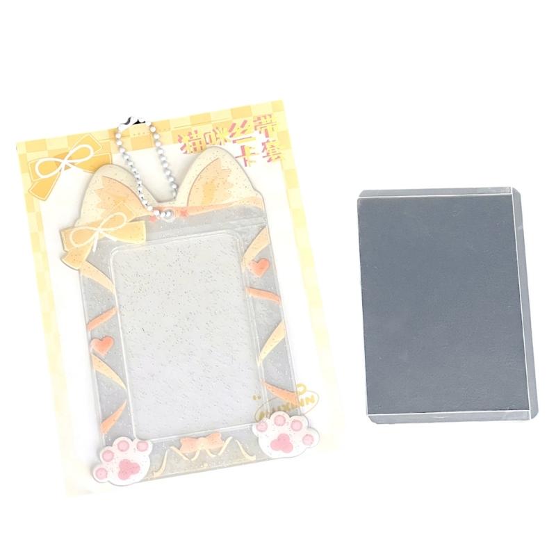 

Cats Photocard Holder with Chain Pendant, 3Inch Small Album Photo Card Protector Waterproof Plastics Protective Case 1 жовтий