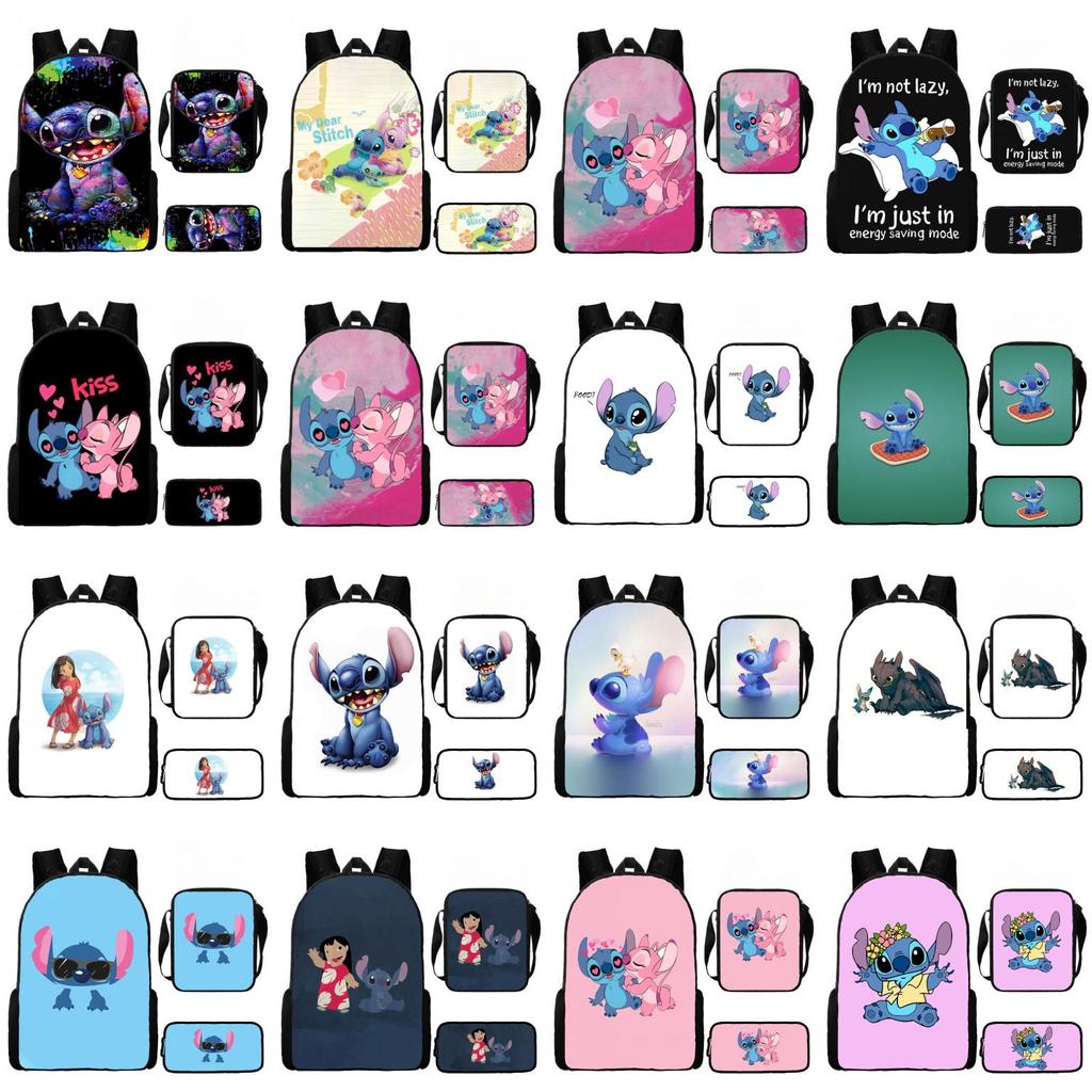 Lilo Stitch Kids Waterproof Backpack Set Oxford School Bag With Pencil Case For Elementary Students