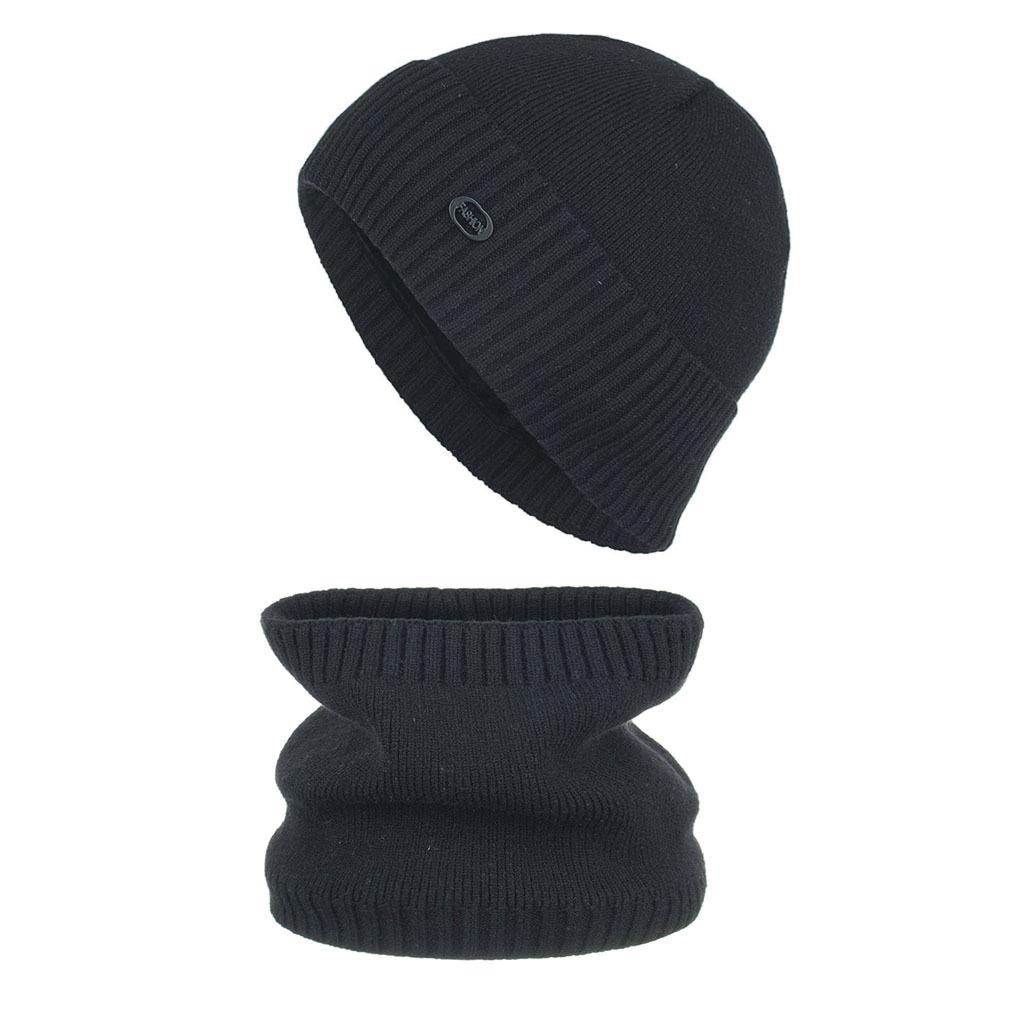 

Осенне-зимний комплект из бархатной простой шапки, шарфа и бирки с железным лейблом чёрный