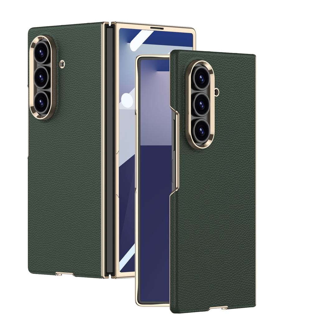 For Samsung for Galaxy ZFold7 Protective Business Case Colorful Electroplated PU Leather S Pen Slot Shockproof Mobile Phone