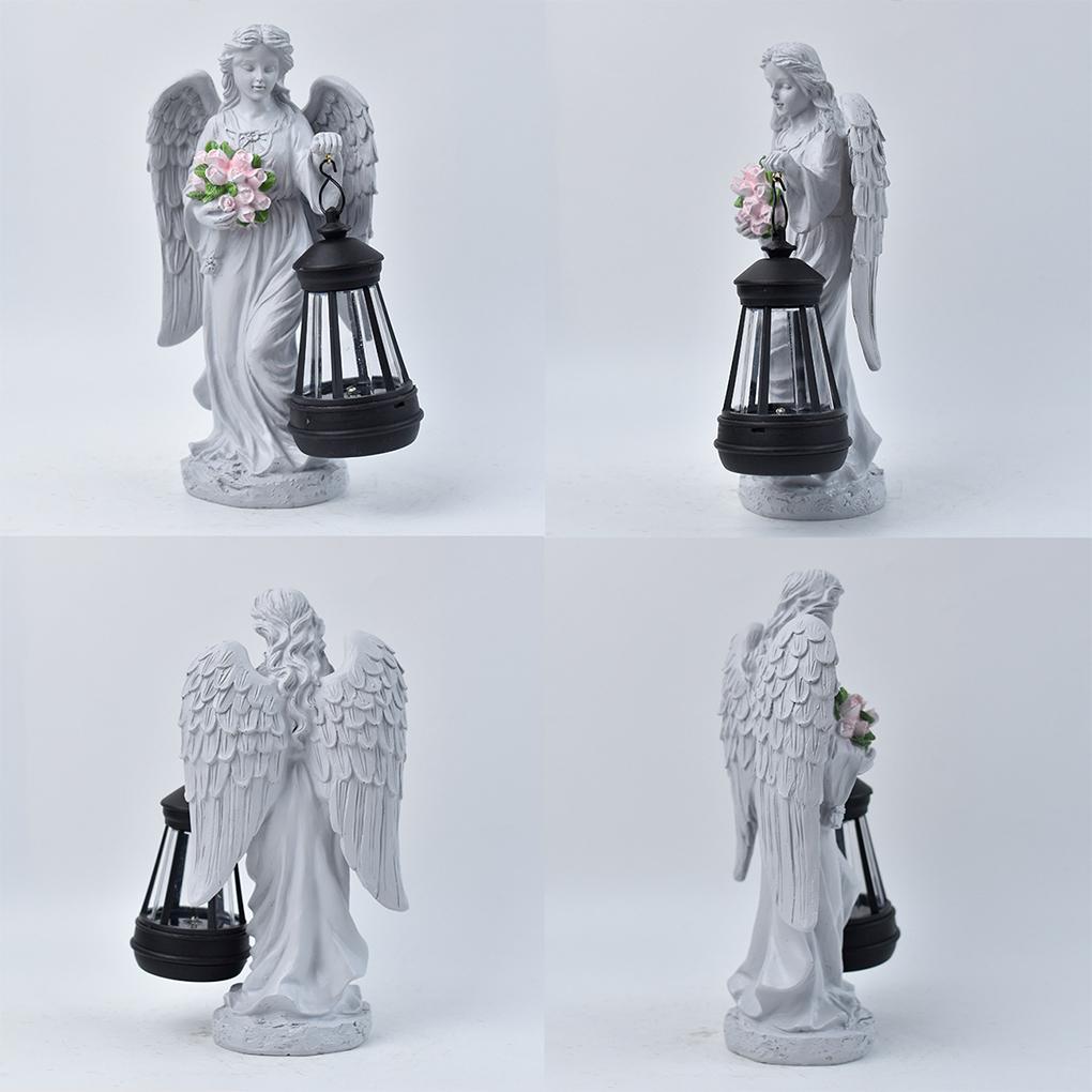 Cemetery Guardian Light, Solar Angel Garden Statue, LED Light, Resin Lantern, Cemetery Gardening Outdoor Statue