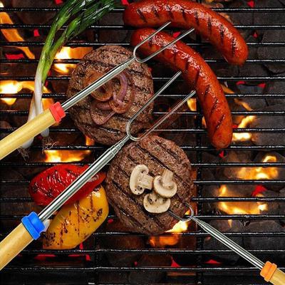 8 szt. teleskopowych widelców do grilla, rozsuwane widelce do pieczenia, szpikulce do grilla ze stali nierdzewnej, widelce do grilla na ognisko, akcesoria do grilla
