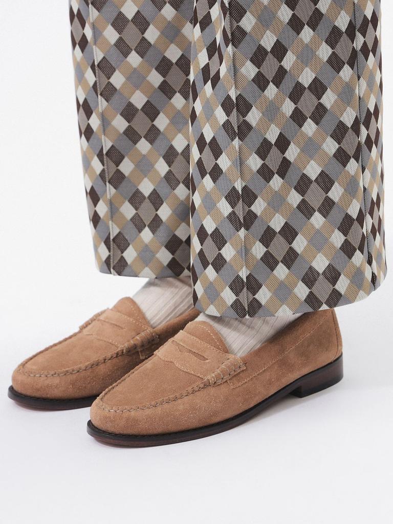 Beams Boy Women's Polyester Jacquard Work Pants, Brown, 13240454458