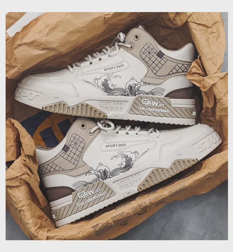 National Tide Men's White High-Top Sneakers: Spring, Summer, and Autumn Height-Boosting Casual Sports Shoes.