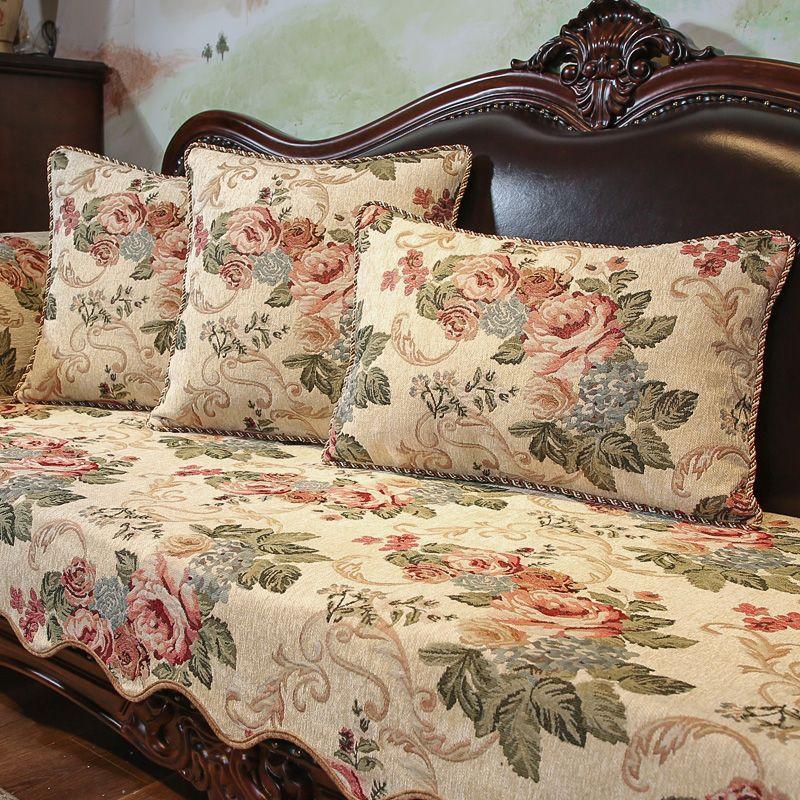 

Чехол для дивана с вышивкой, неровный край, синель, нескользящий диван, полотенце, наволочка, европейский стиль, красный, зеленый, диванная подушка с подолом 90x240cm 1pcs