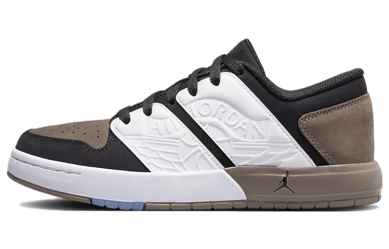

Jordan Nu Retro 1 Leather Cushioning, Wear Resistant Low top Kids Lifestyle Shoes Black White Brown FB4412-102 36