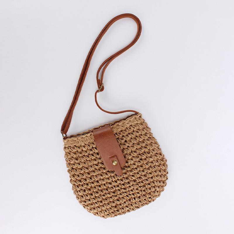 

Hand-Woven Straw Women s Crossbody Beach Bag кавовий