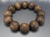 Ishigai Namu Amida Buddha Precision Carving 20mm Shade Sunken Wood Bracelet Wooden Prayer Beads