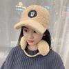 Letter Design Faux Sheep Wool Baseball Hat With Adjustable Fit For Winter Outdoor Activities