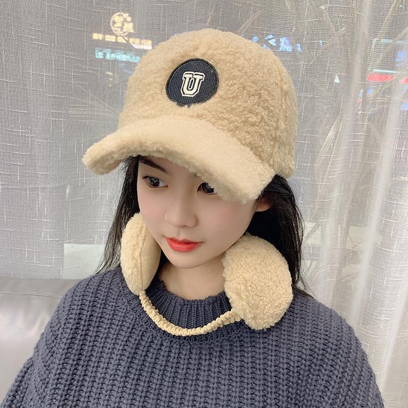 Letter Design Faux Sheep Wool Baseball Hat With Adjustable Fit For Winter Outdoor Activities