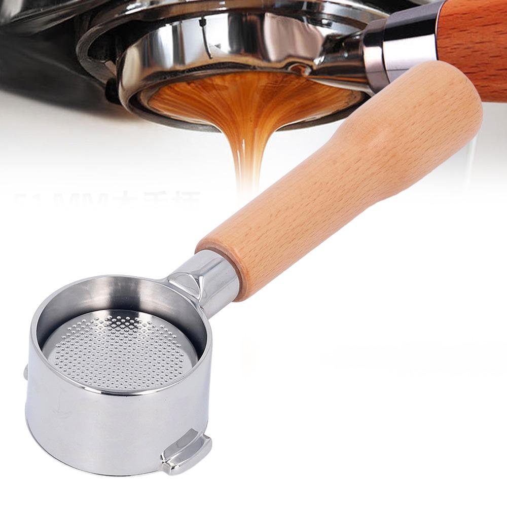 Silver Bottomless Portafilter 51mm Coffee Handle for Delonghi ECO310 C1 Home Coffee Brewing