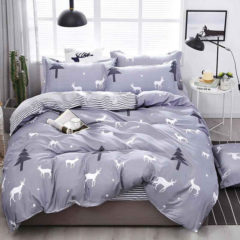 Black White Deer Animals Bedding Set Queen Double Single Size Duvet Cover Bed Sheet Pillow Case Bed Linen Set