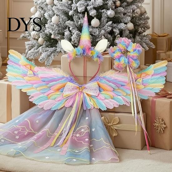 Cupid Wings for Valentine Day Angel Feather Wing Kids Girls, Colorful Elf Decorative Events Costume Birthday Party, Fairy Cosplay, Halloween,