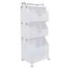 Rolling Storage Cart Multifunction Utility Rolling Storage Organizer Folding Laundry Basket with 4